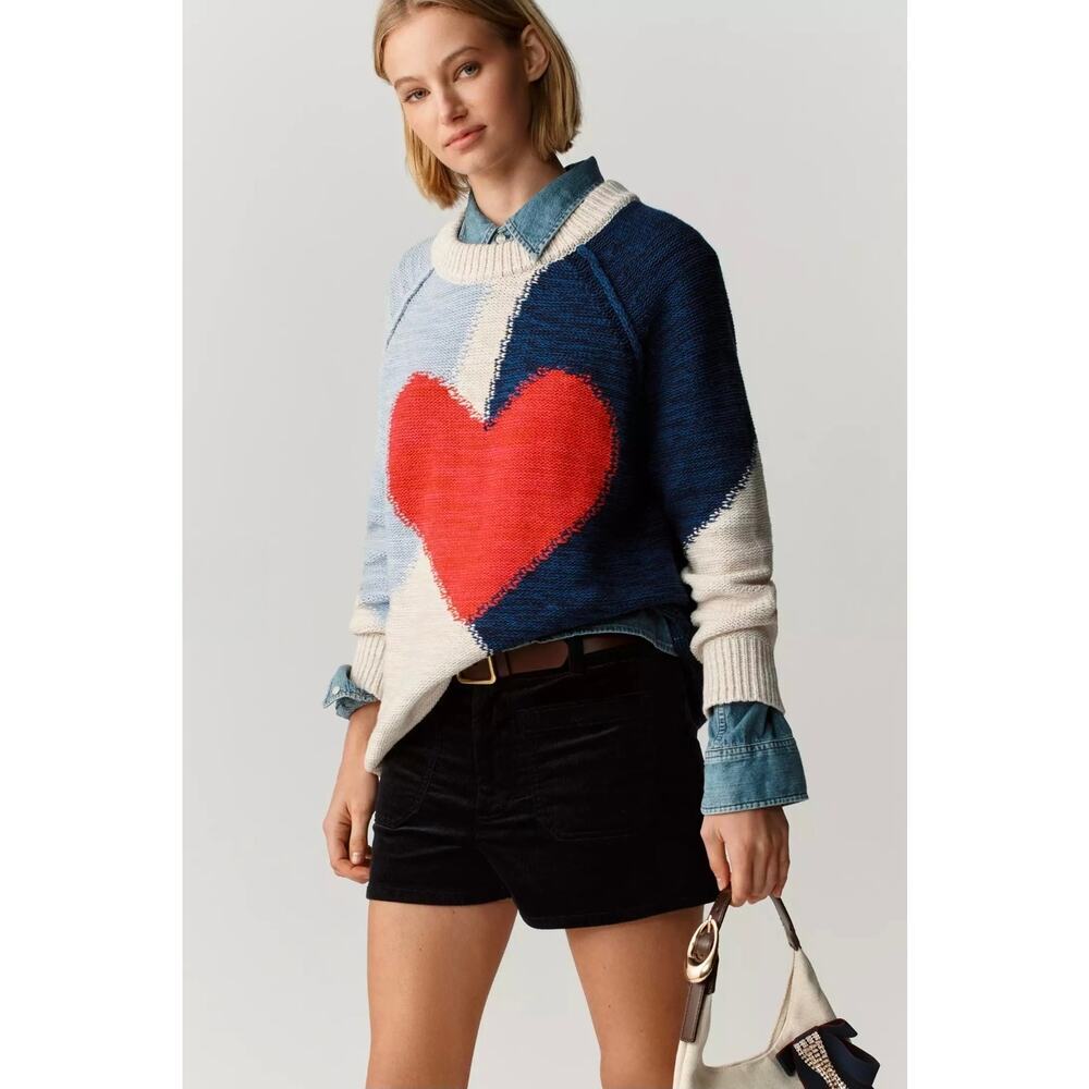 NWT Anthropologie Pilcro Oversized Crew-Neck Cotton Sweater. Size L. Ret. $168